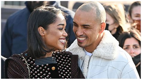 Laura Harrier was feeling all the love from fiance Sam Jarou during a lunch date in Los Angeles this week. . Sam jarou